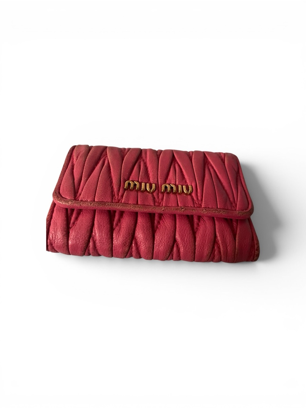Miu Miu Matelassé Nappa Leather Wallet & 6-Ring Key Case Set - Pink/Fuschia - Picture 3 of 14